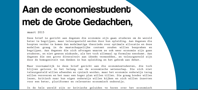 brief aan de economiestudent met de grote gedachten