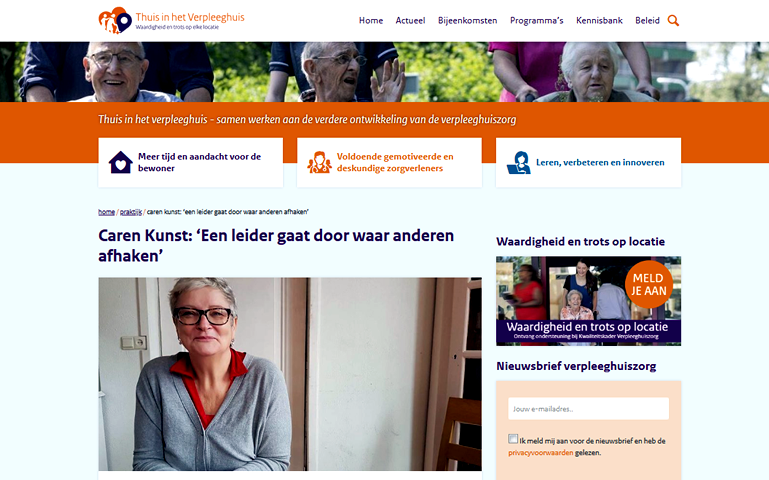 Interview met Caren Kunst op site Waardigheid en trots over leiderschap en verpleegkunde