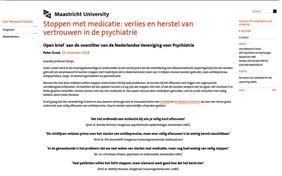 open brief peter Groot psychiatrie