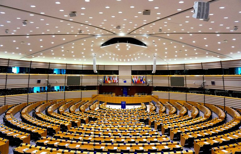 Interieur van het Europarlement Brussel